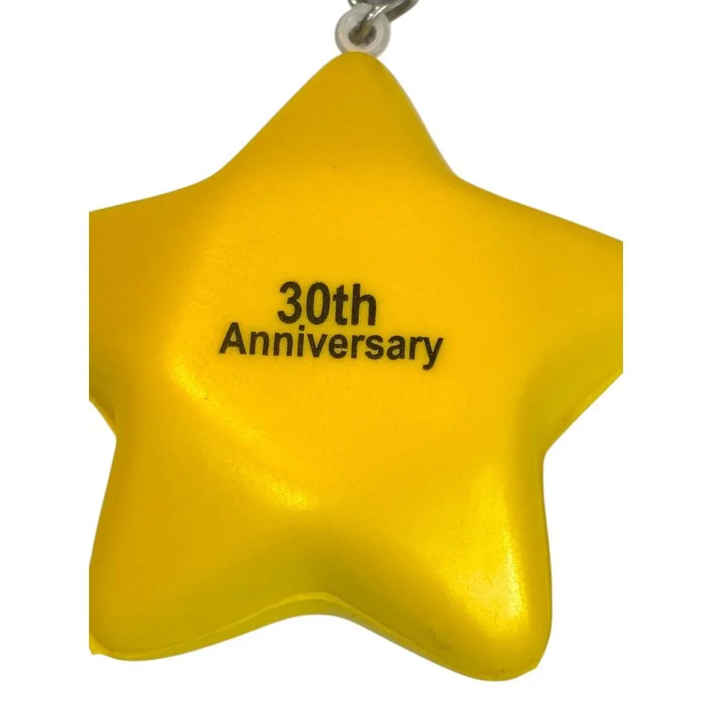 feEbay 30th Anniversary Yellow Star Keychain W Silver Ring Squishy Stress Star